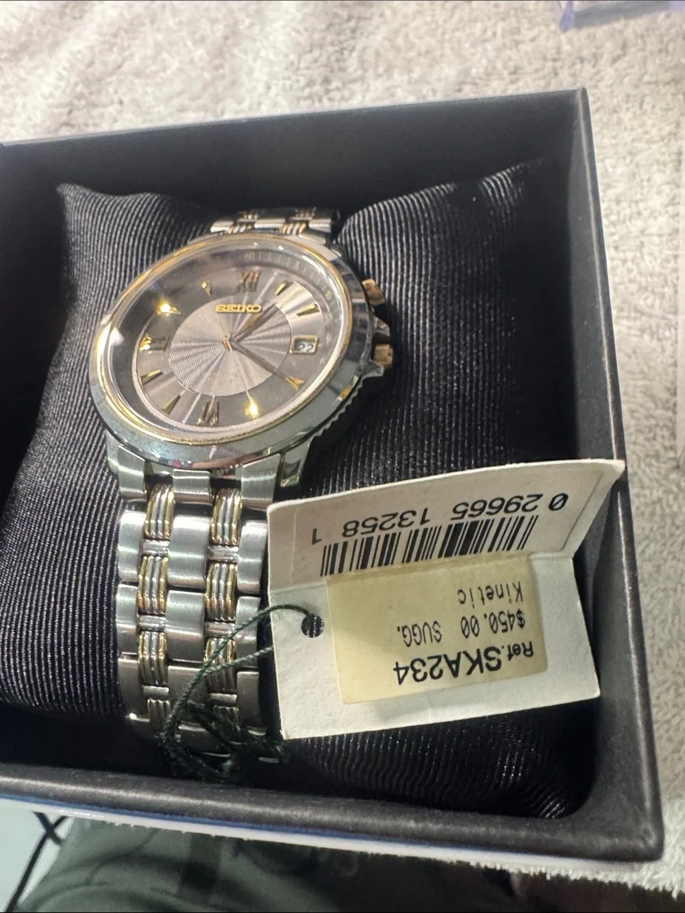 #151 Seiko Two-Tone Gray Dial Men’s Watch with Gold Accents